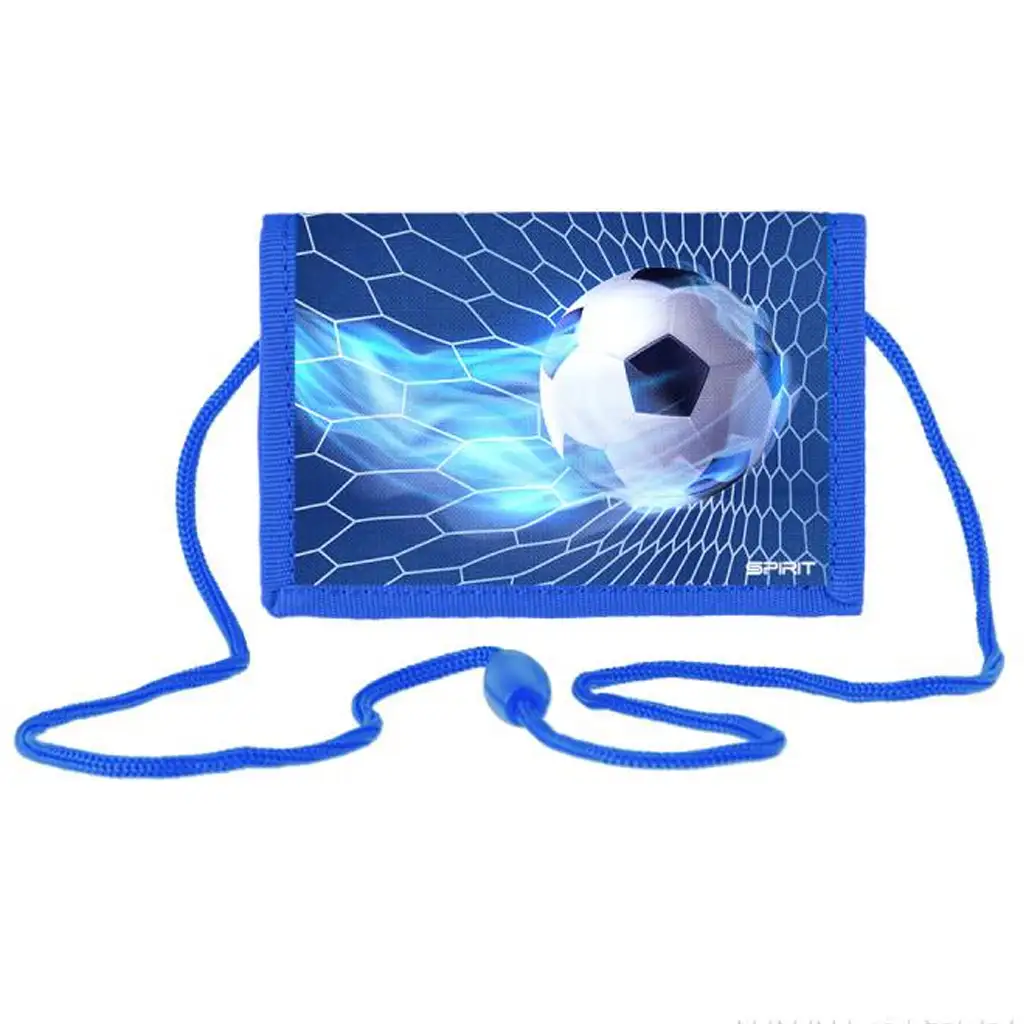 Spirit: Fußball blaue Klettverschluss-Geldbörse 12,5x8,5cm
