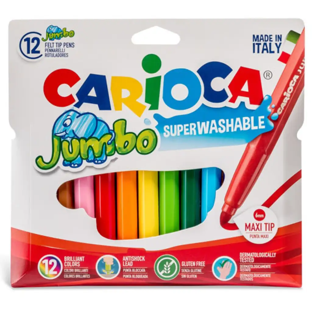 Jumbo Filzstift-Set im Etui 12 Stück - Carioca