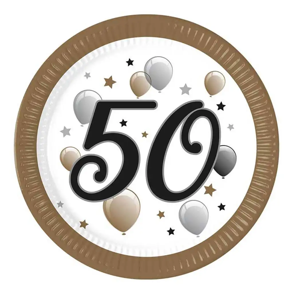 "50" Jahre beschriftete Pappteller 8er-Set 23cm