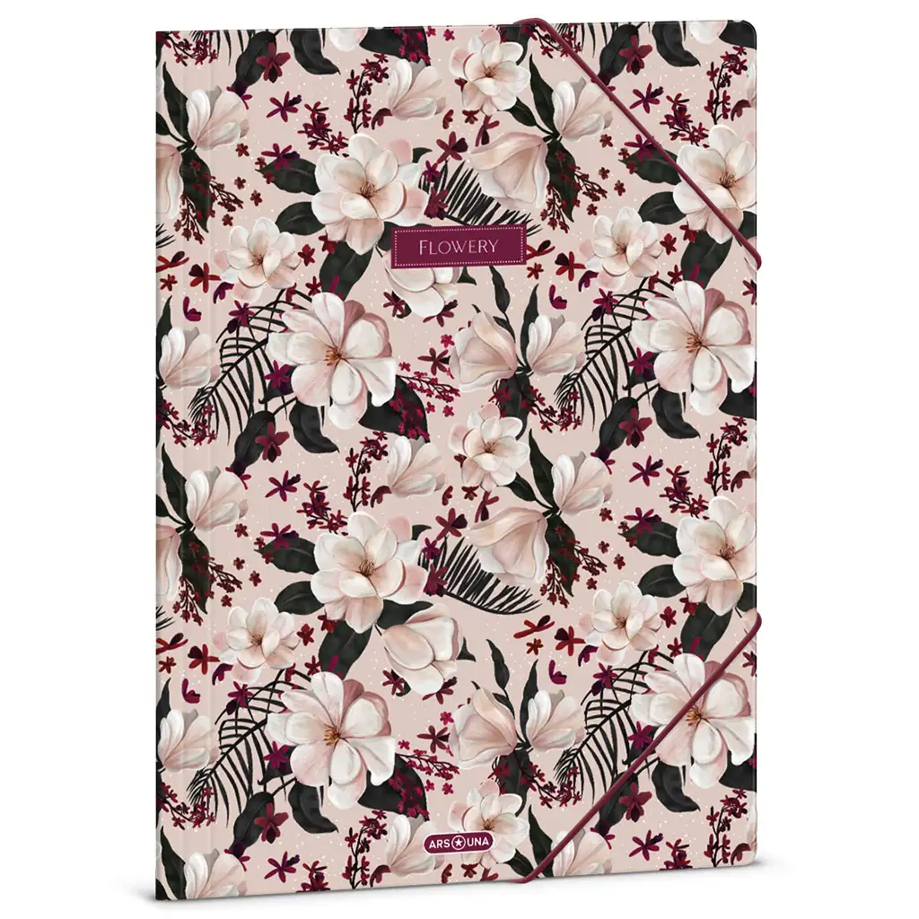 Ars Una: Flowery Pink Blumen-Gummibandmappe A/4
