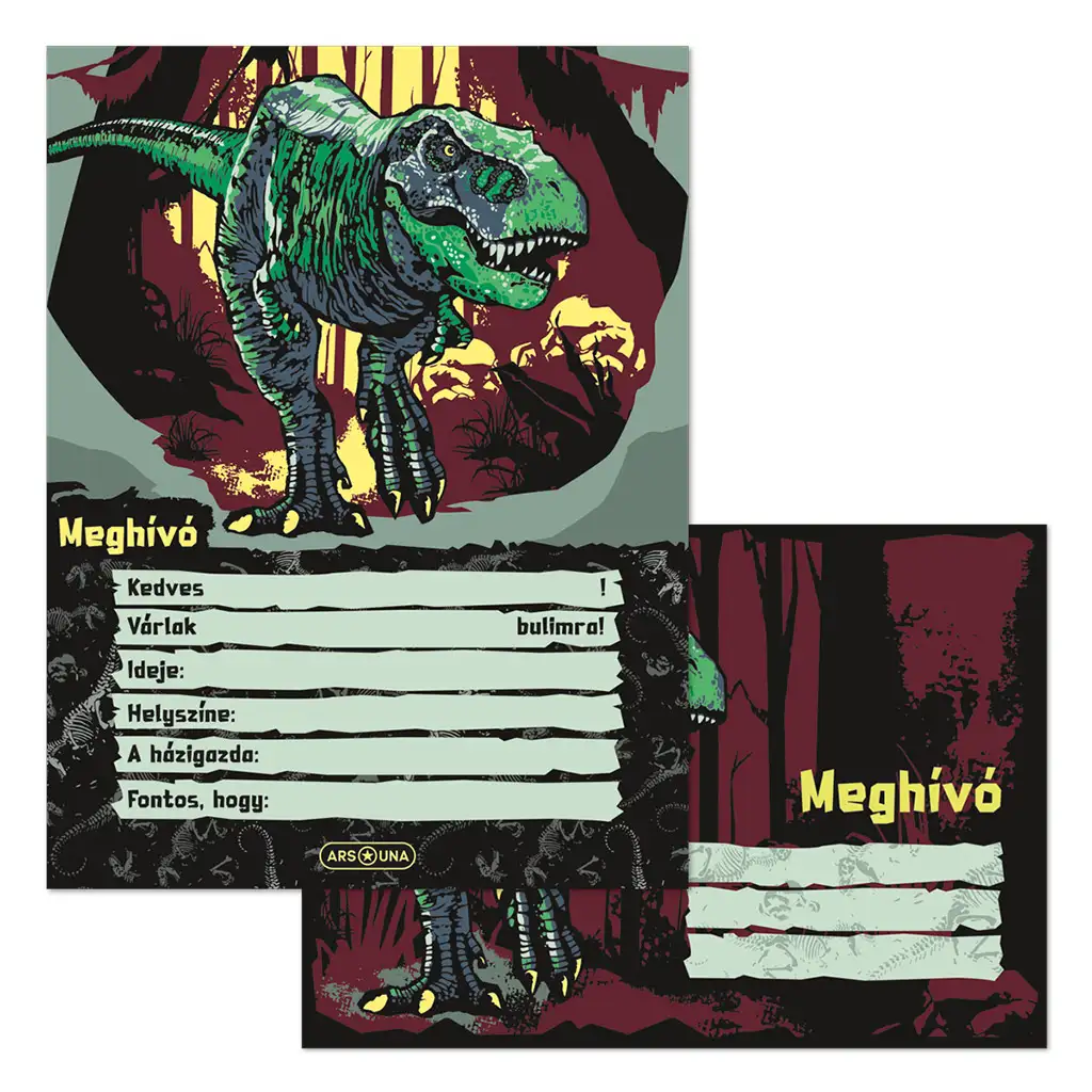 Ars Una: T-rex 10er-Einladungskarten-Set mit Umschlag