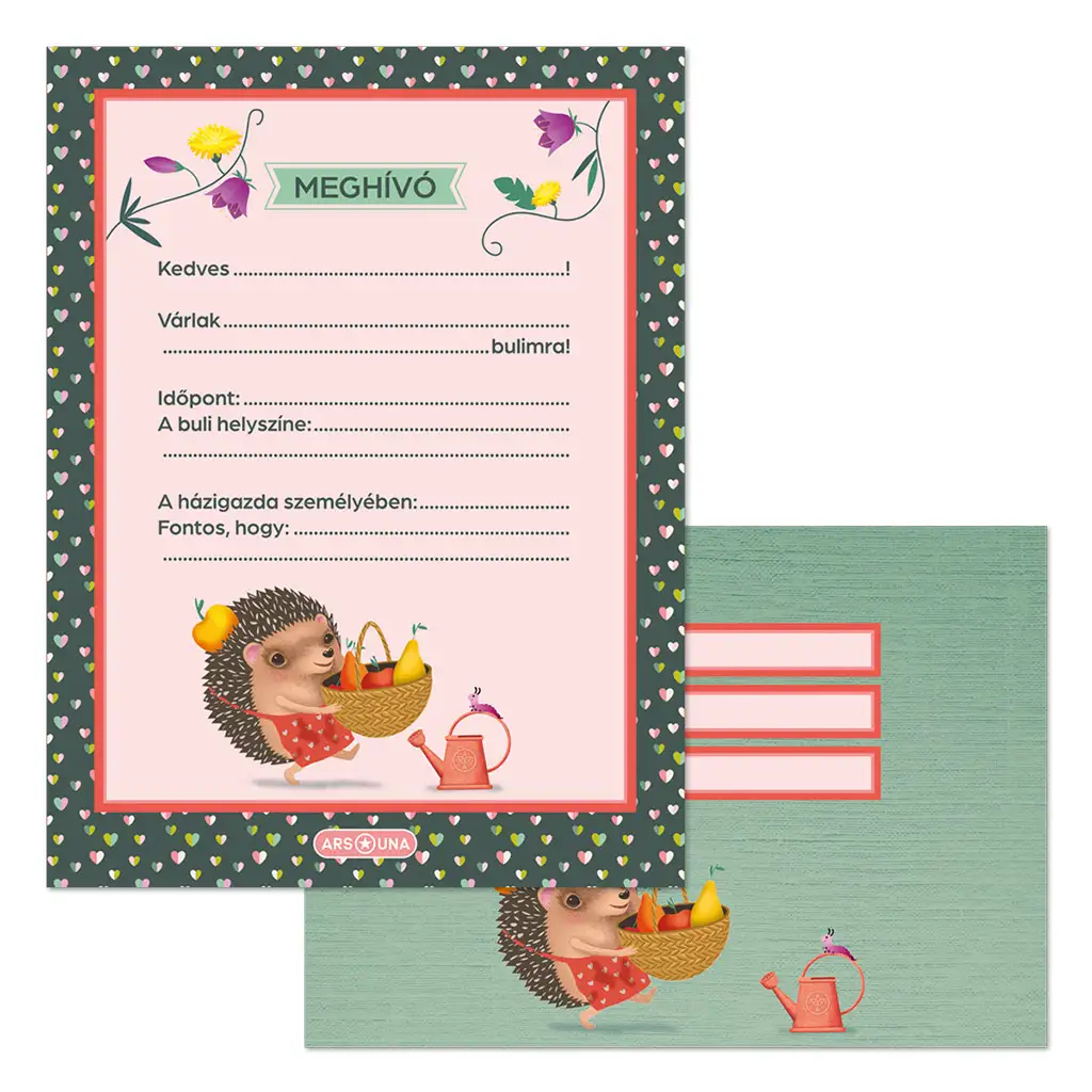 Ars Una: Apple Pie Igel 10er-Einladungskarten-Set mit Umschlägen