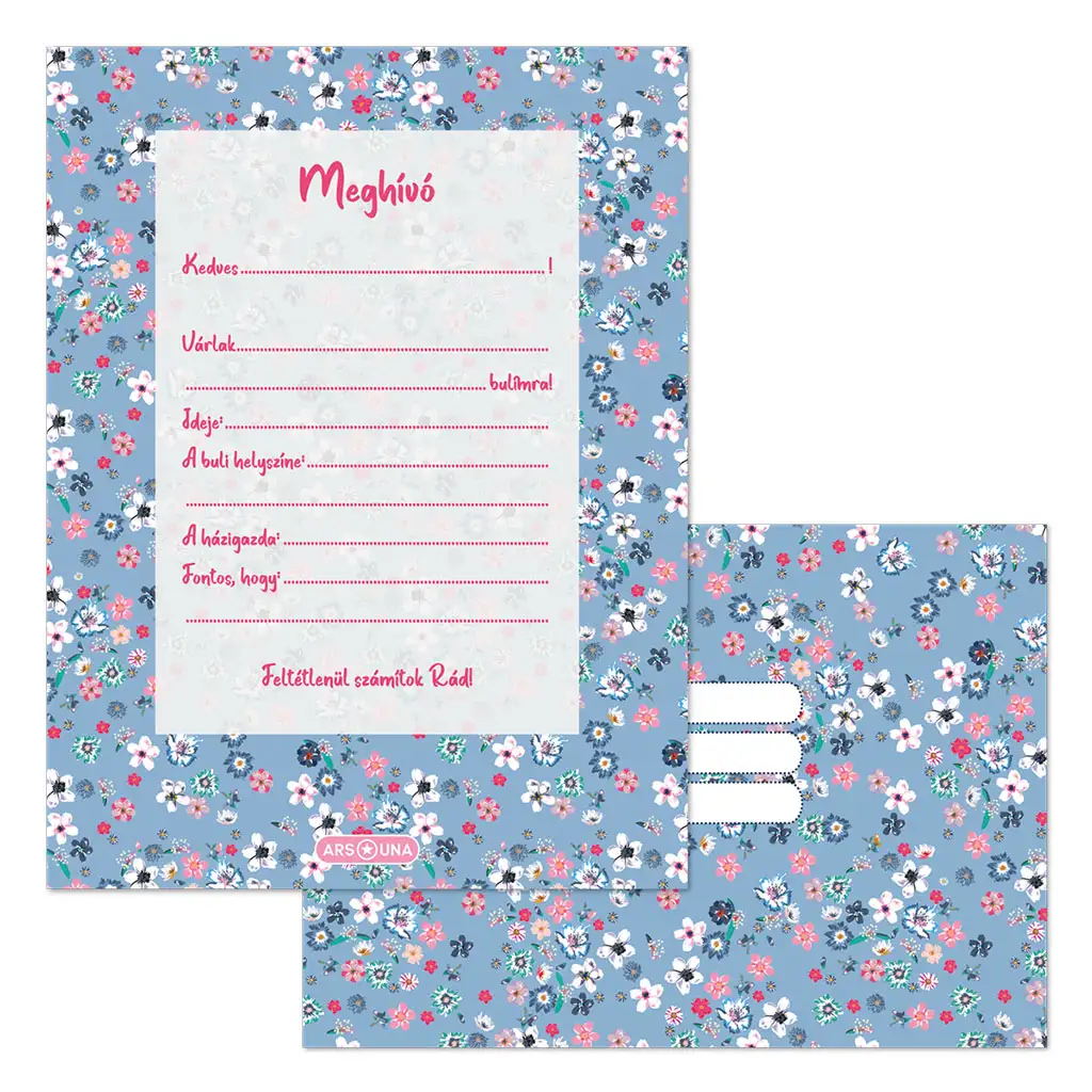 Ars Una: Pearl Blossom Blue 10er-Einladungskarten-Set mit Umschlag