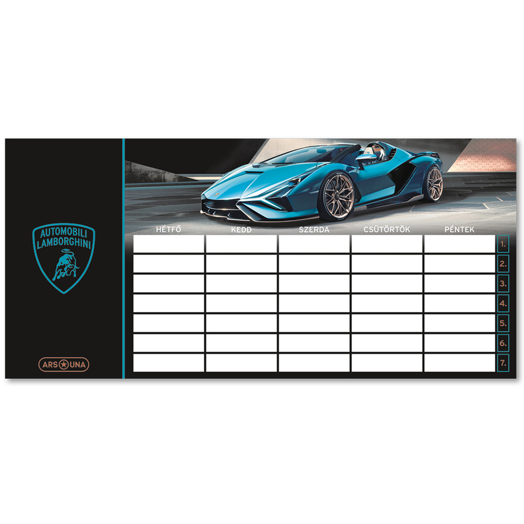 Ars Una: Lamborghini blauer beidseitiger Stundenplan