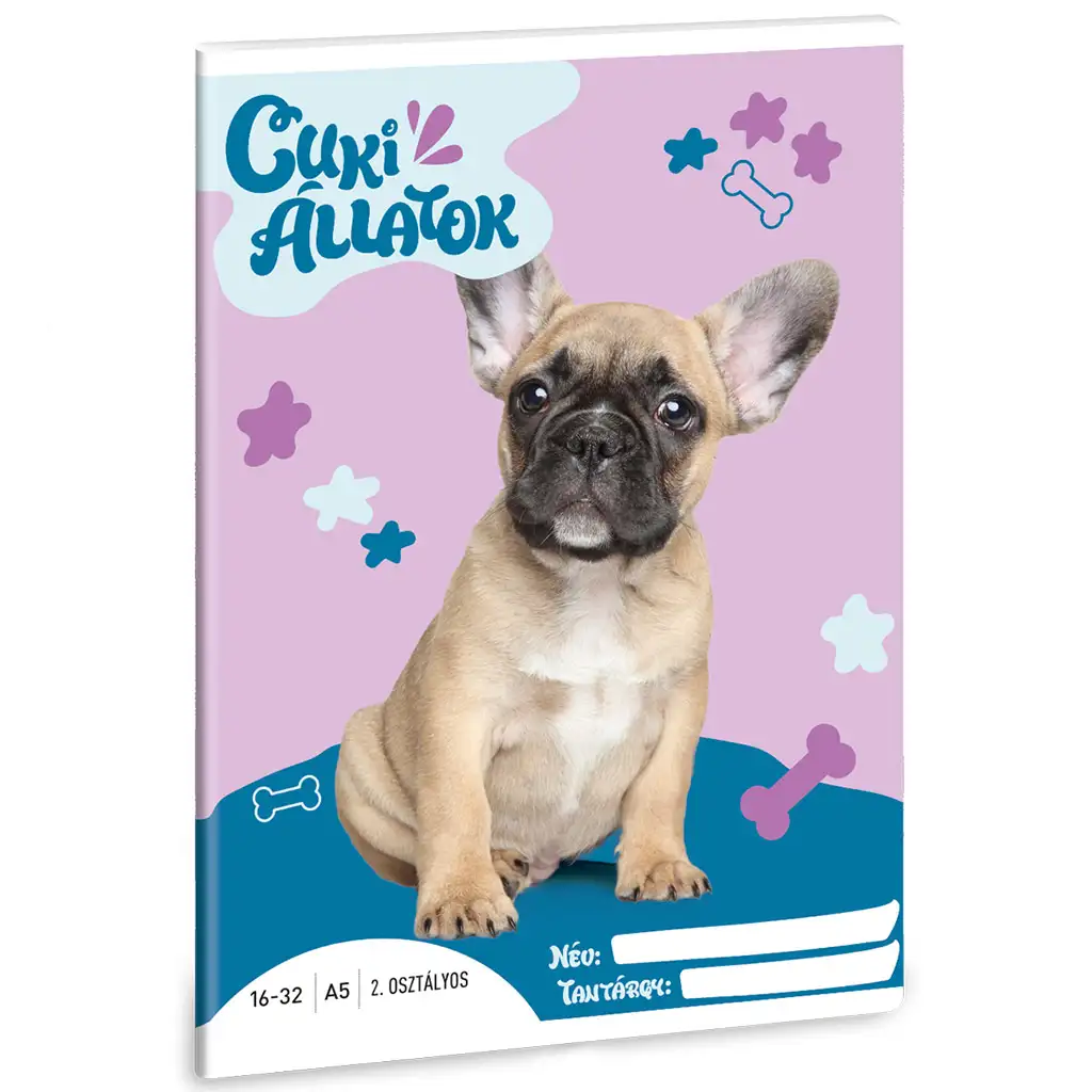 Ars Una: Cuki állatok - Francia bulldog 2.osztályos vonalas füzet A/5 kép 1
