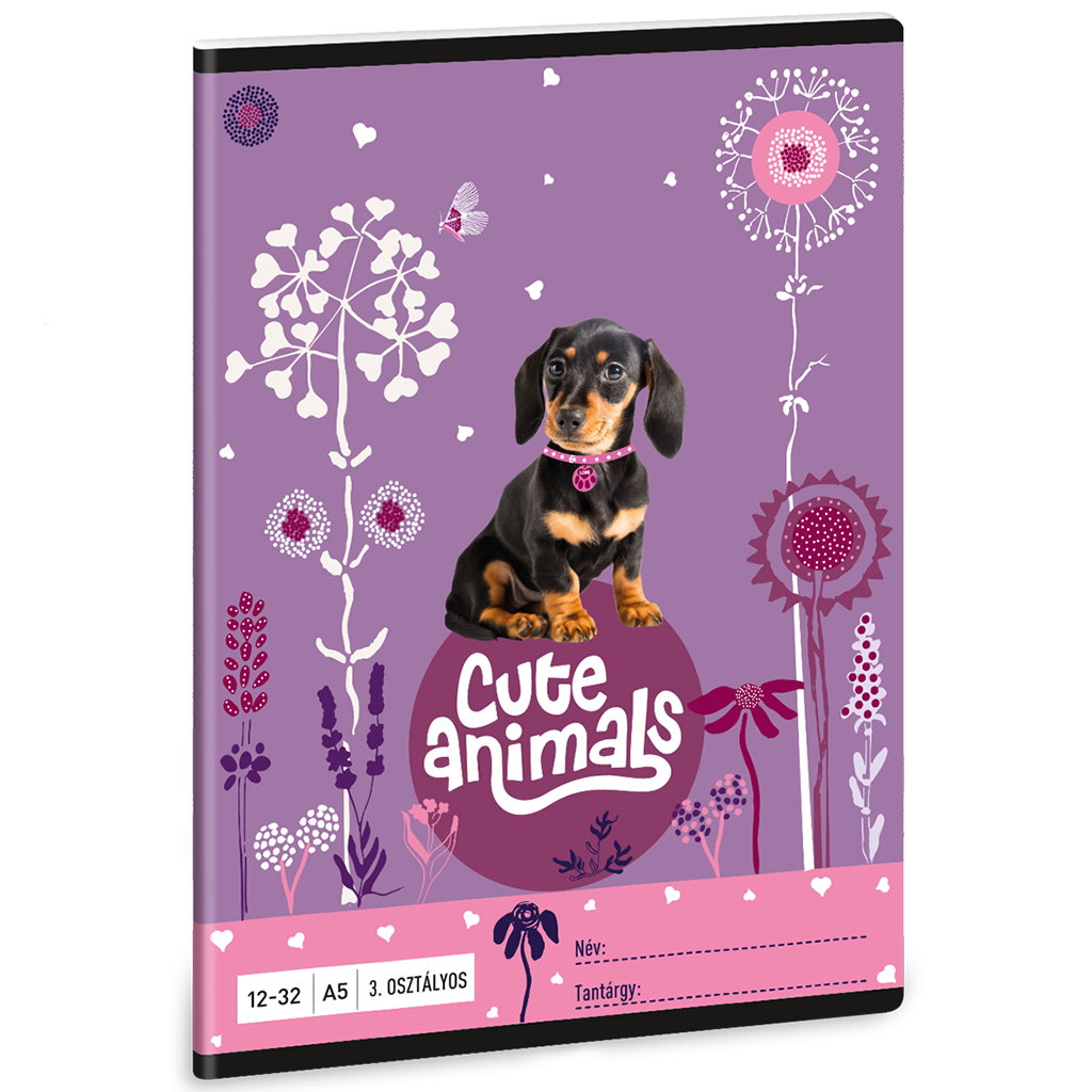 Ars Una: Cute Animals - Welpe Dackel 3. Klasse liniertes Heft A/5
