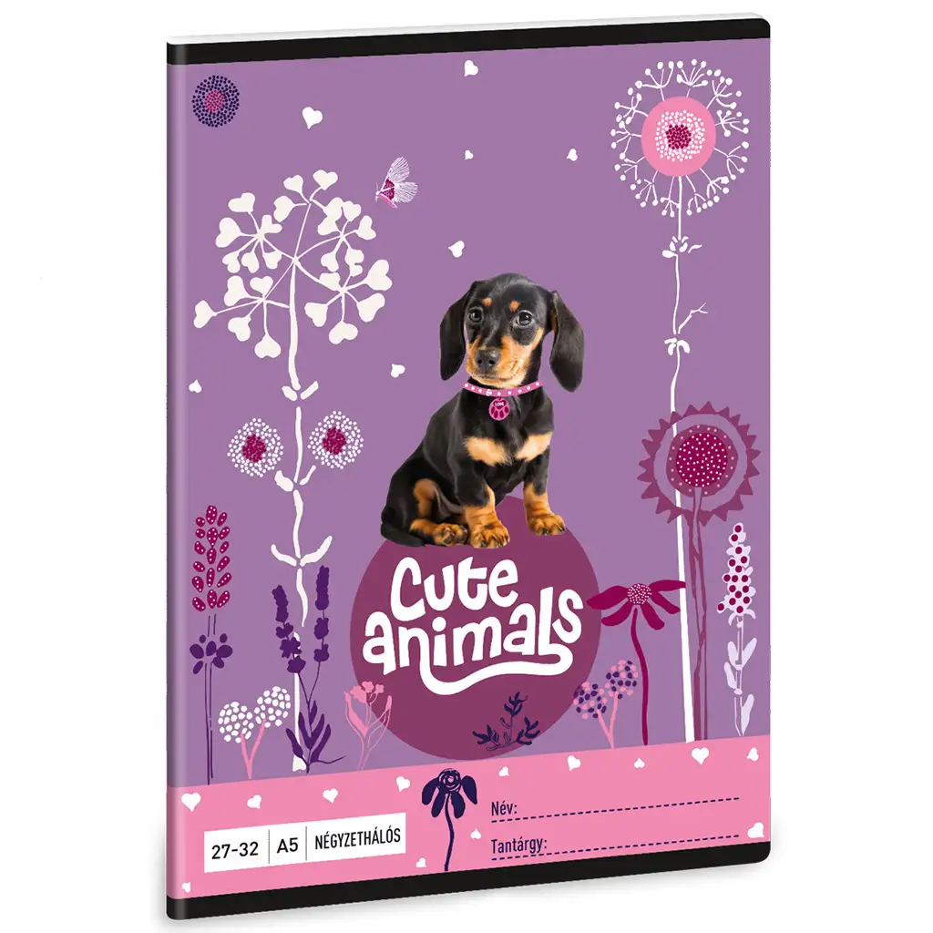 Ars Una: Cute Animals - Welpe Dackel kariertes Heft A/5