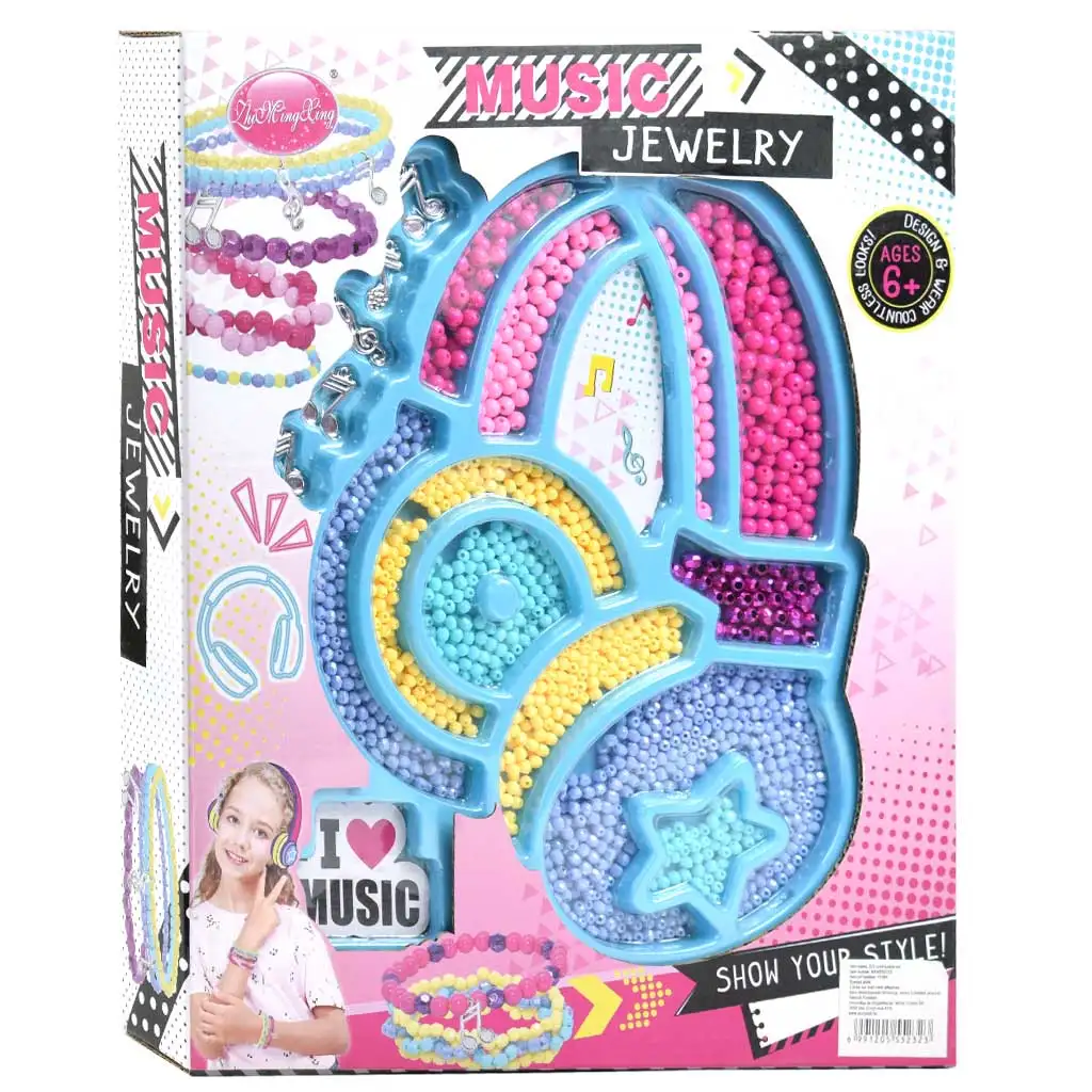 Zeige deinen Stil: Schmuckherstellung-Perlenset in Kopfhörerform-Aufbewahrung mit über 200 bunten Perlen und Zubehör.