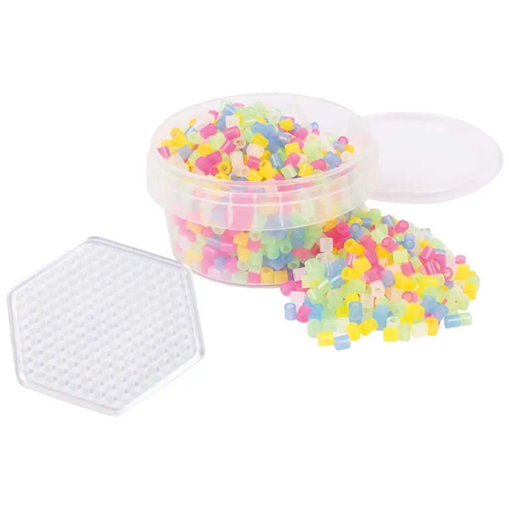 PlayBox: 5mm MIDI bügelbare transparente Perlen 1000 Stück mit sechseckiger Grundplatte