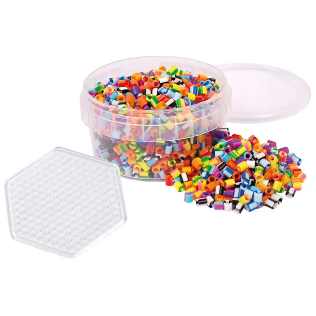 PlayBox: 5mm MIDI bügelperlen gestreift 1000 Stück mit sechseckiger Grundplatte