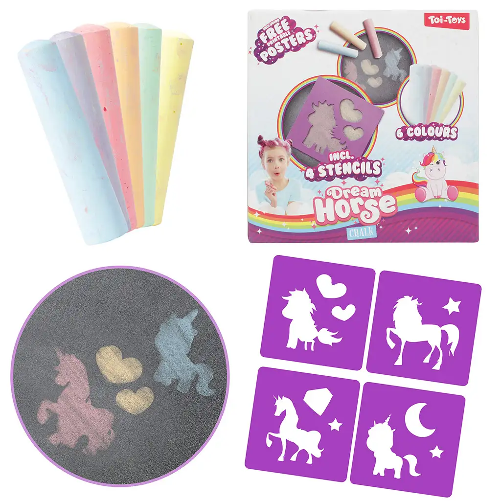 Dream Horse: Straßenkreide-Set mit Einhorn-Schablone kép 1