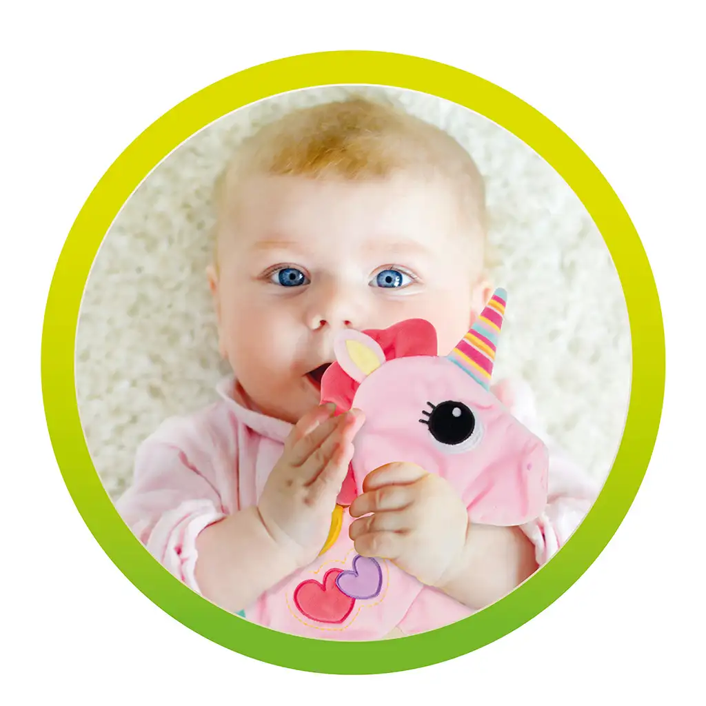 Little Stars: Einhorn-Beißring, rasselndes Sabberlätzchen kép 4