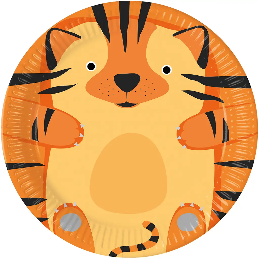 8-teiliges Pappteller-Set mit Tigermuster, 23 cm