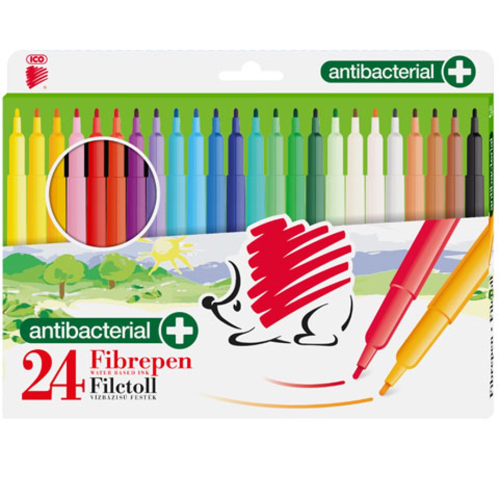 ICO: Antibakterielle bunte 24-teilige Filzstift-Set