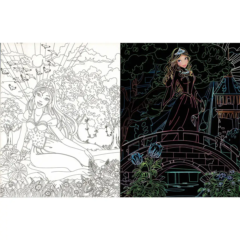 Verborgene Prinzessinnen - Malbuch mit Kratz- und Ausmalseiten kép 2