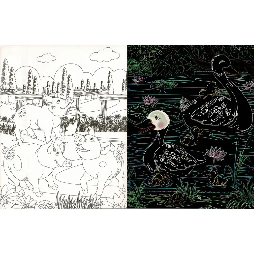 Versteckte Bauernhoftiere - Malbuch mit Kratz- und Ausmalseiten kép 2