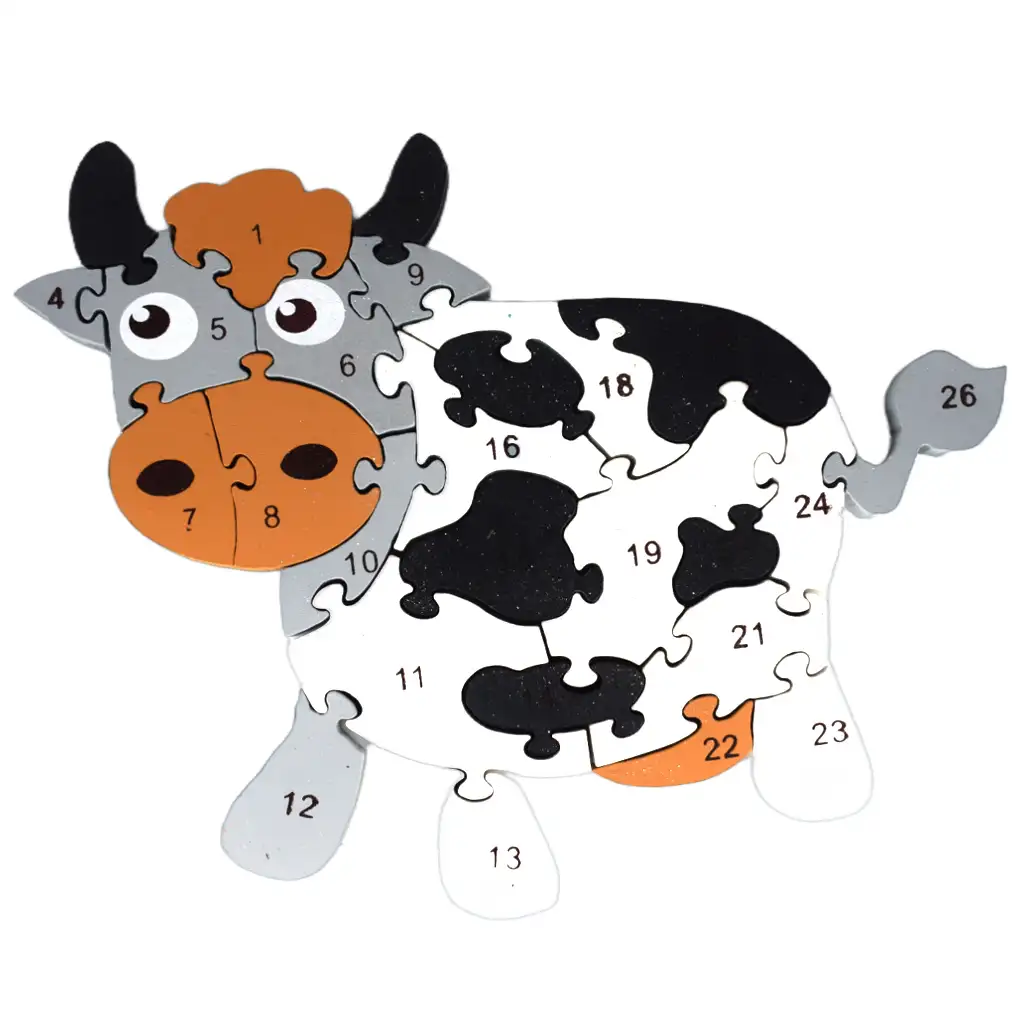 ABC - 123 Kuh-Holzpuzzle für Kinder kép 1