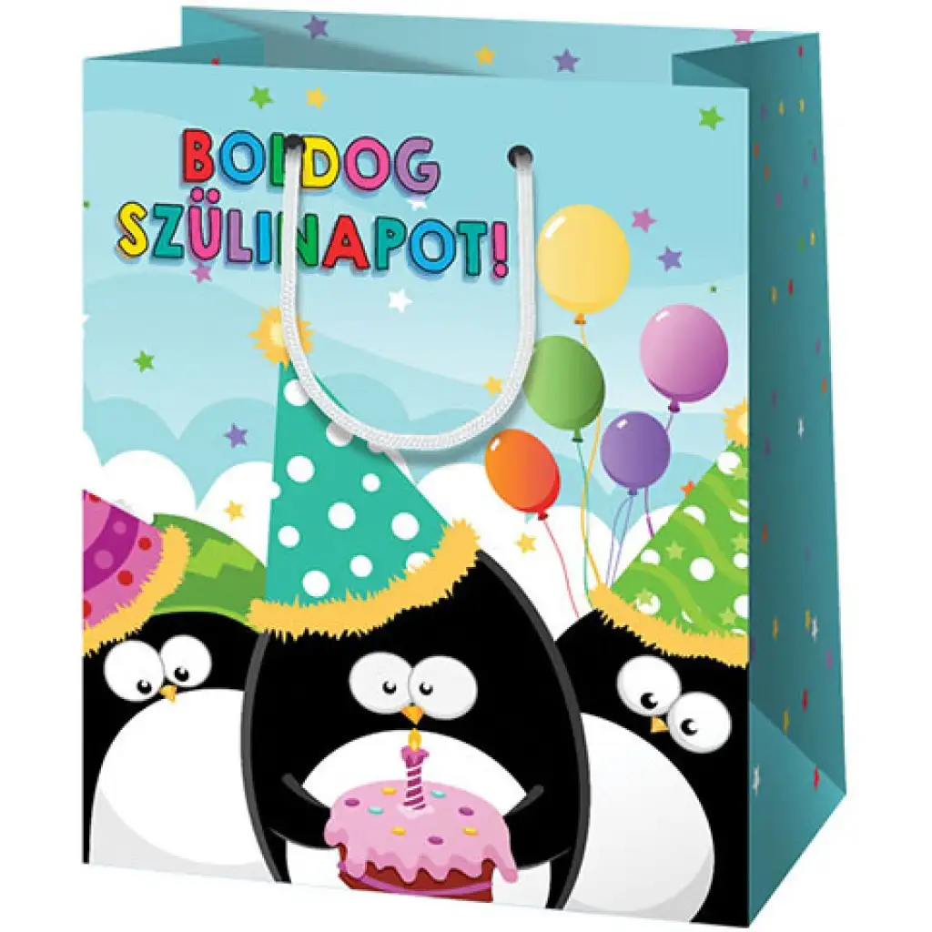 Alles Gute zum Geburtstag! Riesige Geschenktasche mit Pinguinmuster 40x56x20cm