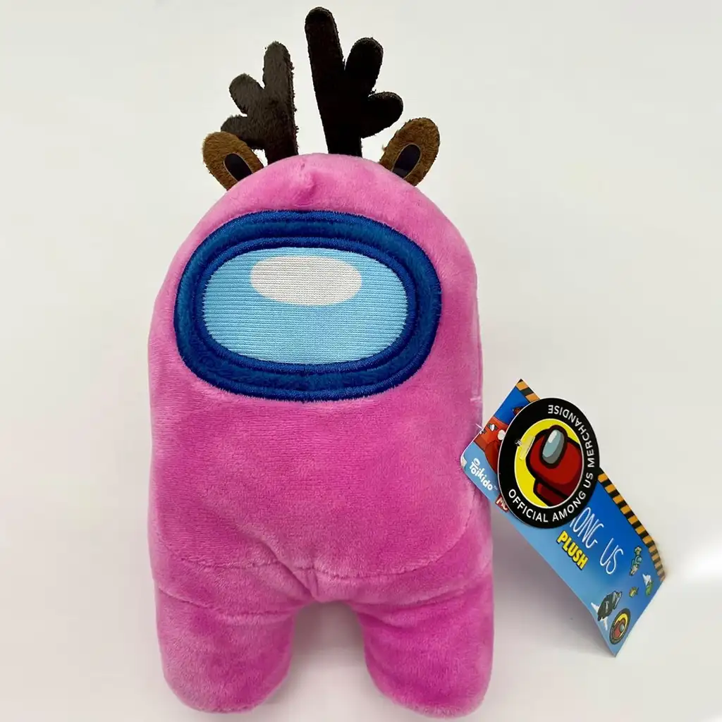 Among Us rosa Plüsch mit Geweih-Kopfschmuck 20cm