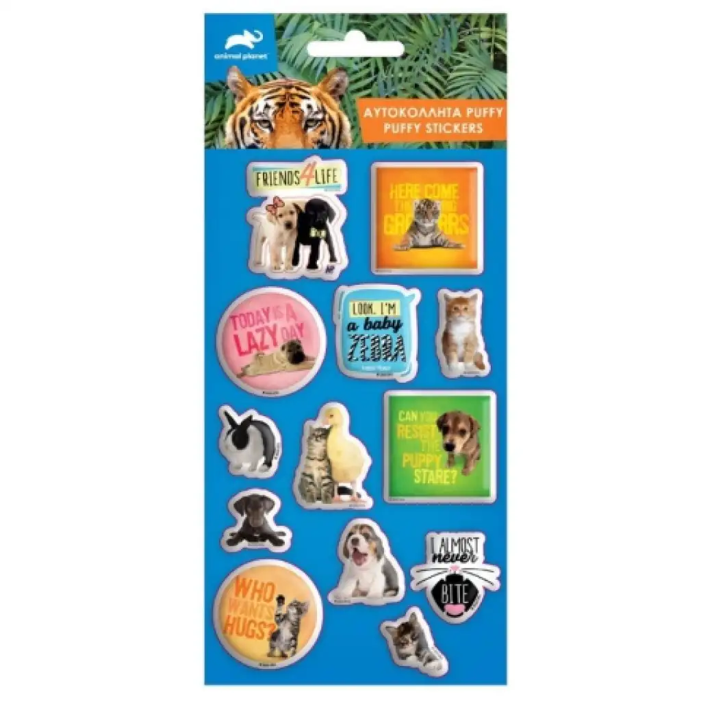 Animal Planet 3D Puffy Sticker Set auf einem 10x22cm Bogen