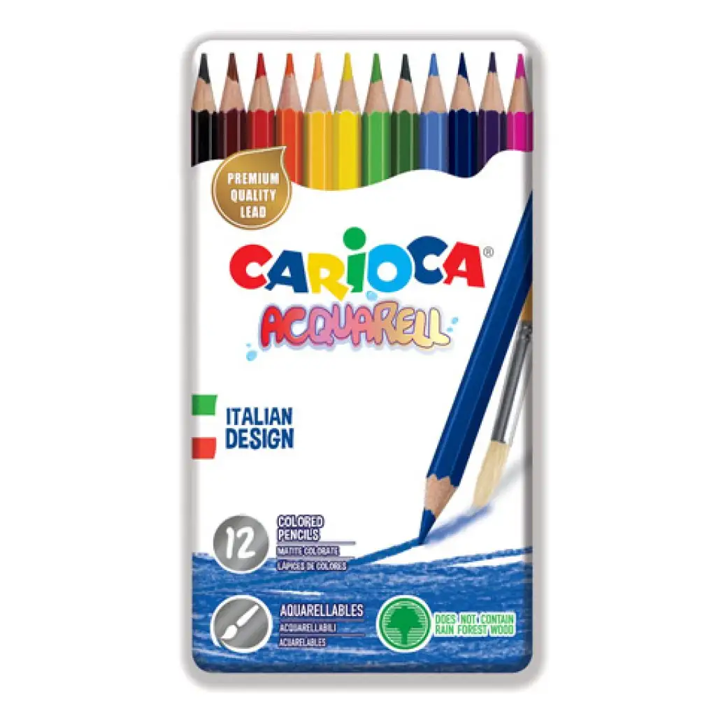 Aquarell-Buntstifte 12er-Set in Metalldose - Carioca