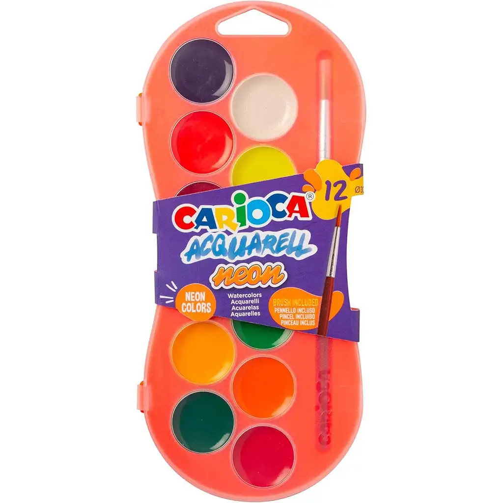 Aquarellfarbenset mit 12 Neonfarben 30mm - Carioca