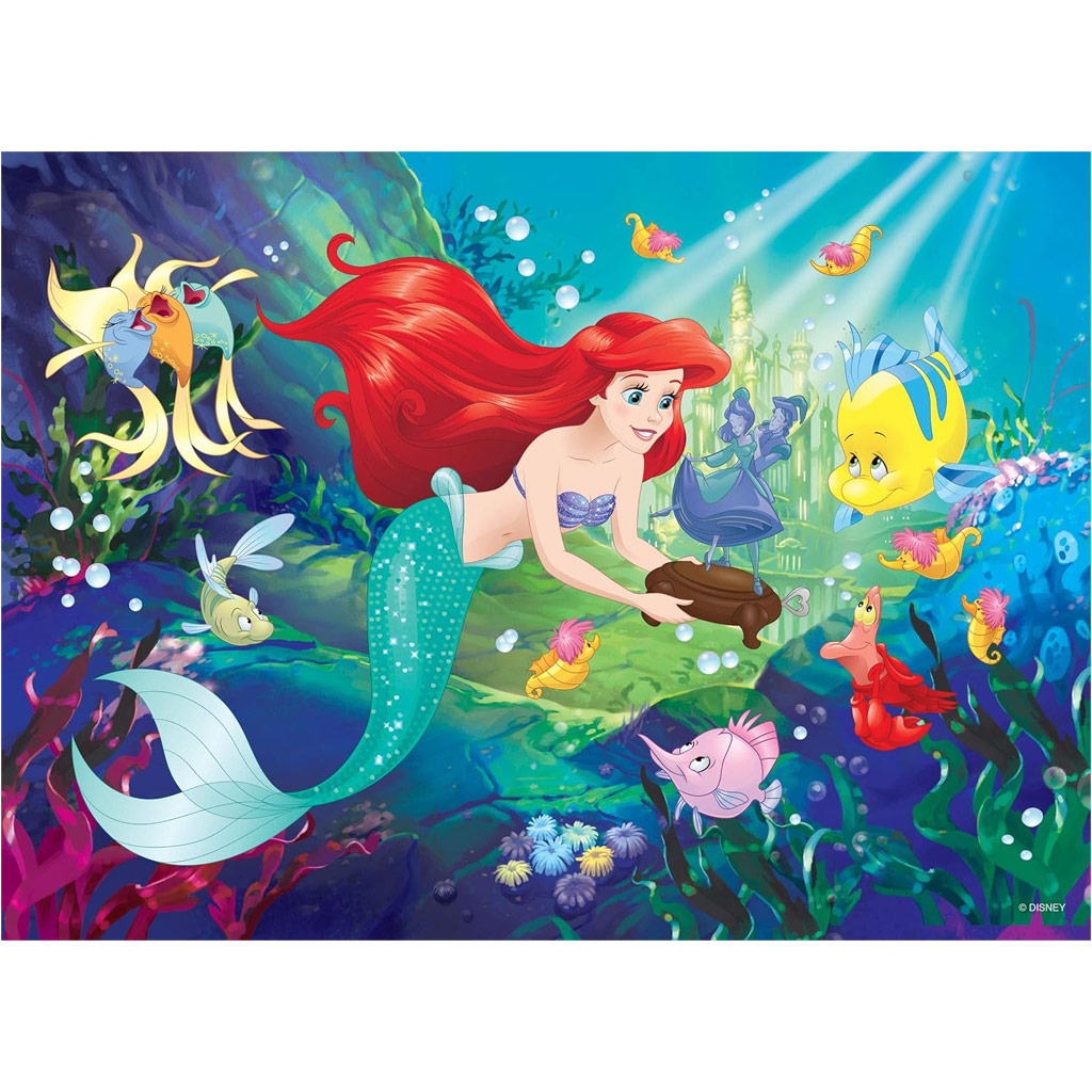 Ariel die kleine Meerjungfrau 2-in-1 Puzzle und Malbuch, 60 Teile, 50x35cm – Lisciani kép 2