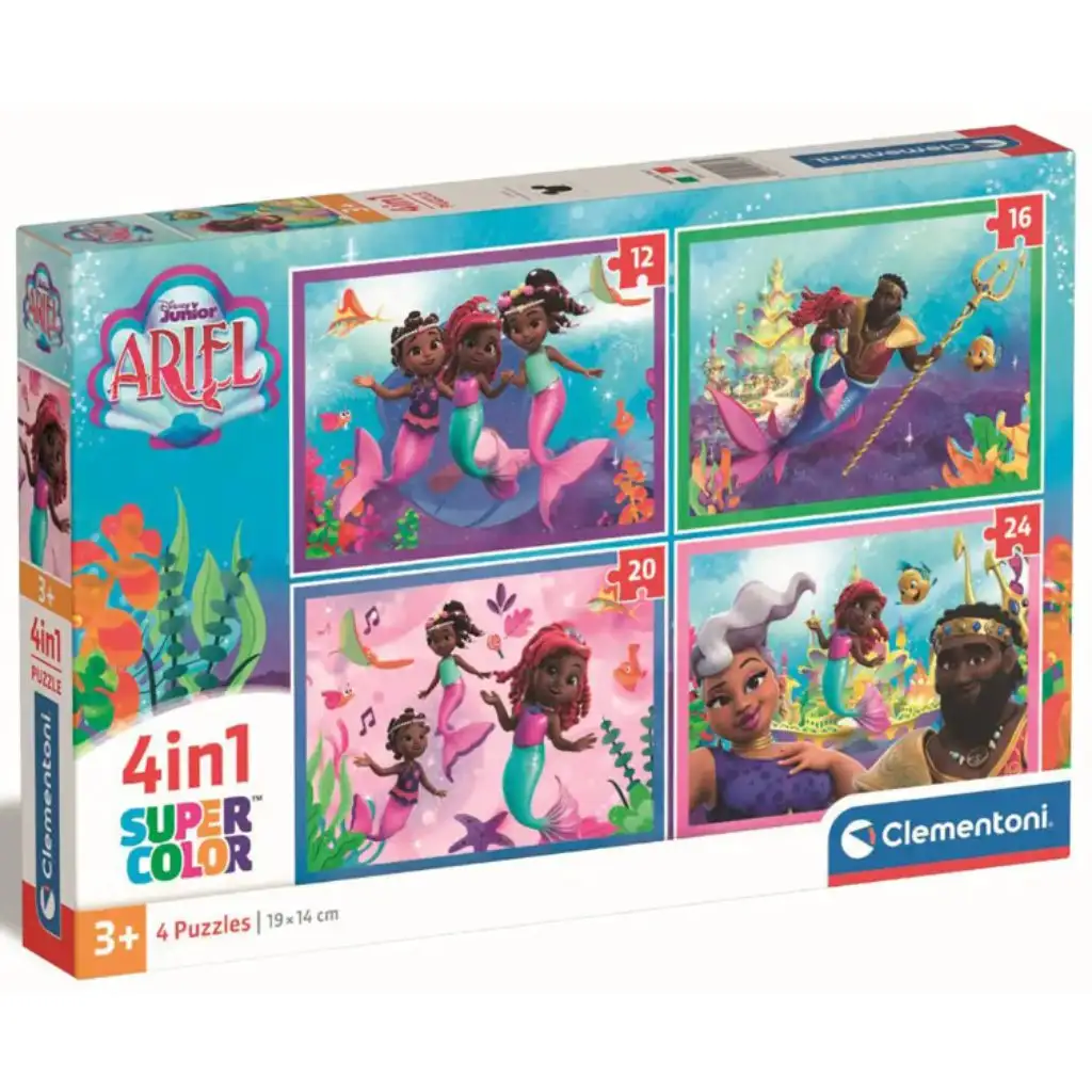 Ariel die kleine Meerjungfrau 4-in-1 12, 16, 20 und 24-teilige Puzzle - Clementoni