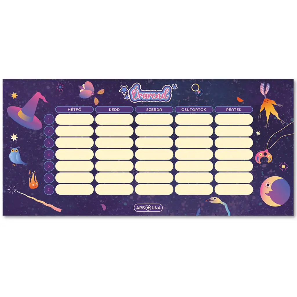 Ars Una: Beidseitiger Stundenplan mit verzauberten Hexen