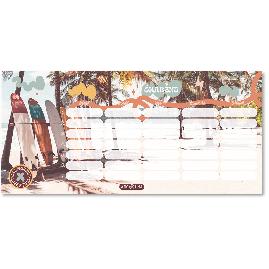 Ars Una: California Lifestyle einseitiger, beidseitig bedruckter Stundenplan