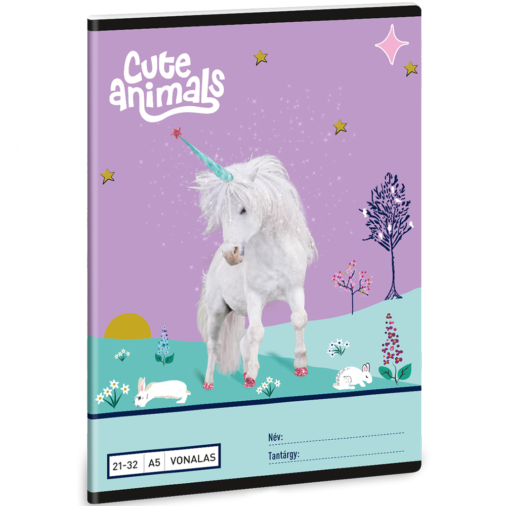 Ars Una: Cute Animals – Liniert Heft A/5 21-32 mit Einhorn-Motiv