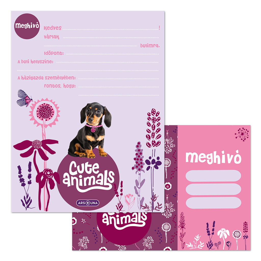 Ars Una: Cute Animals - Puppy Kätzchen 10er Einladungskarten-Set mit Umschlag