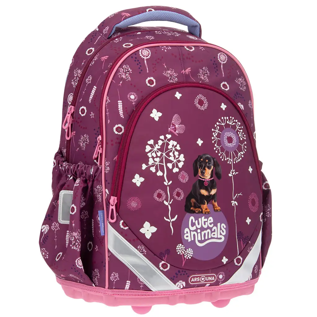 Ars Una: Cute Animals - Welpe Dackel Muster anatomischer Schulranzen, Rucksack 33x42x21cm