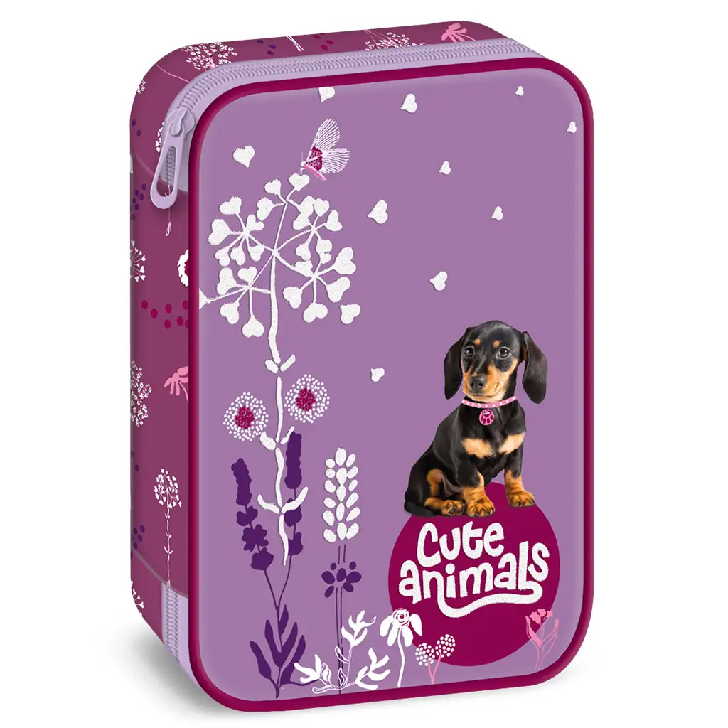 Ars Una: Cute Animals - Welpe Dackel gemustertes mehrstöckiges Federmäppchen 15,5x22,5x4,5cm