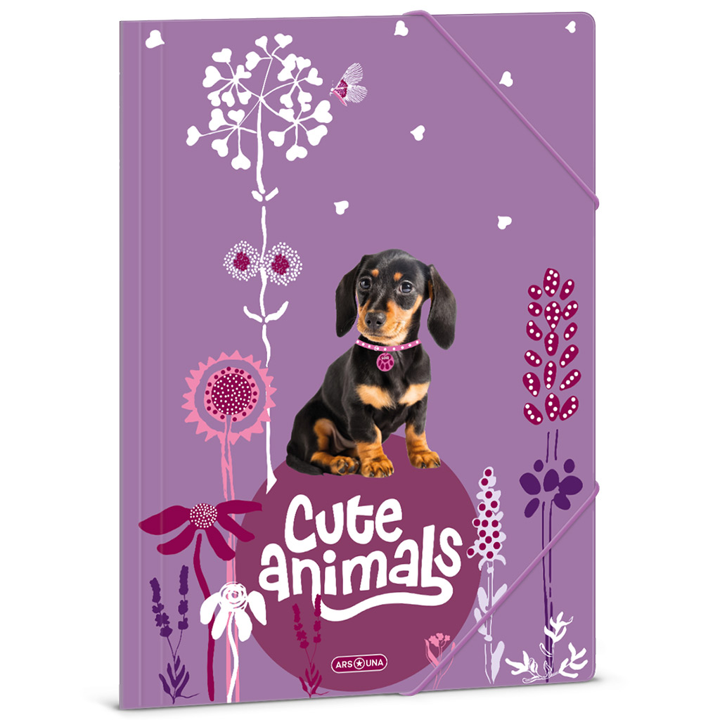 Ars Una: Cute Animals - Welpen Dackel Muster Gummibandmappe A/4
