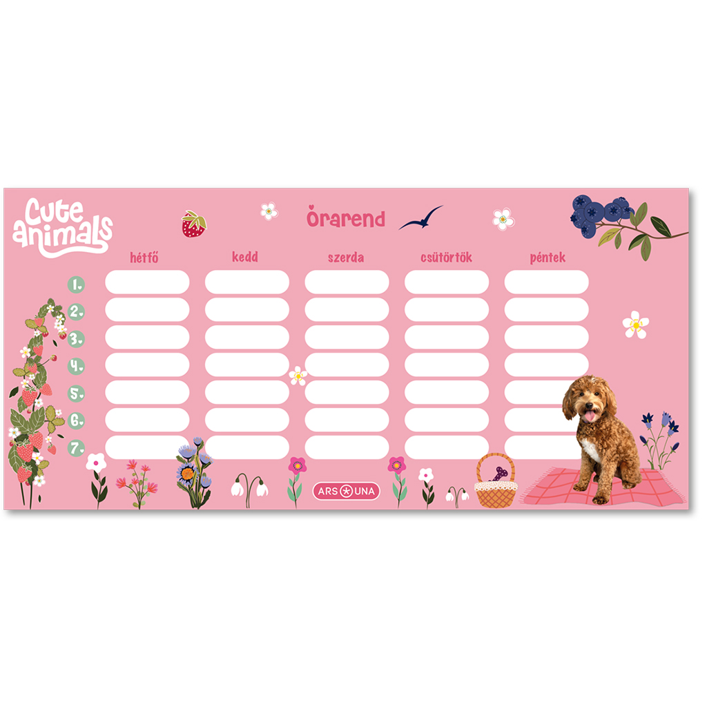 Ars Una: Cute Animals-Hund einseitiger, zweiseitiger Stundenplan