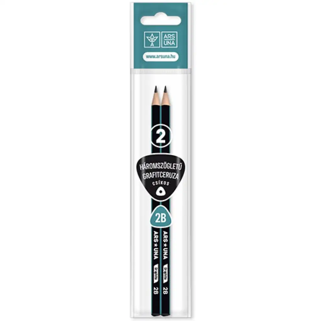 Ars Una: Dreikantiger gestreifter 2B Graphitstift 2er-Pack