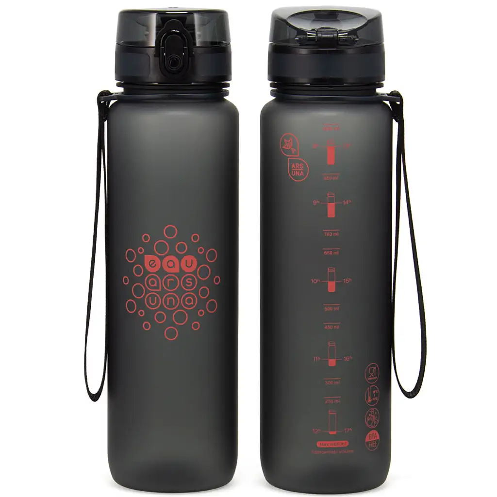 Ars Una: Dunkelgraue BPA-freie Motivationsflasche 1000ml kép 2