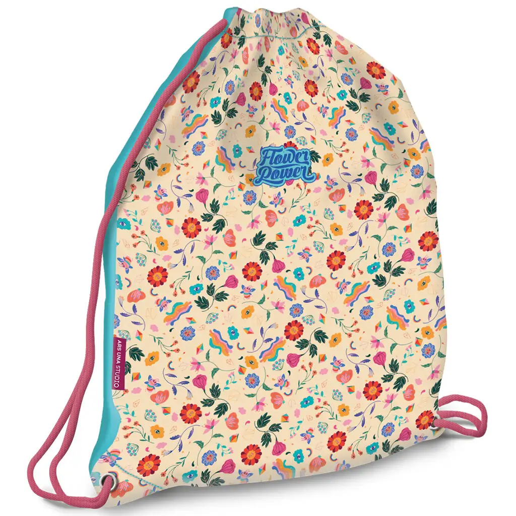 Ars Una: Flower Power blumiger Turnbeutel, Sportbeutel 32x42cm