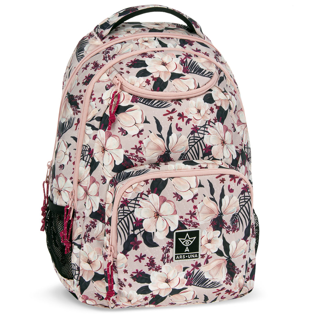 Ars Una: Flowery pink blumige AU-6 Schultasche, Rucksack 34x45x26cm