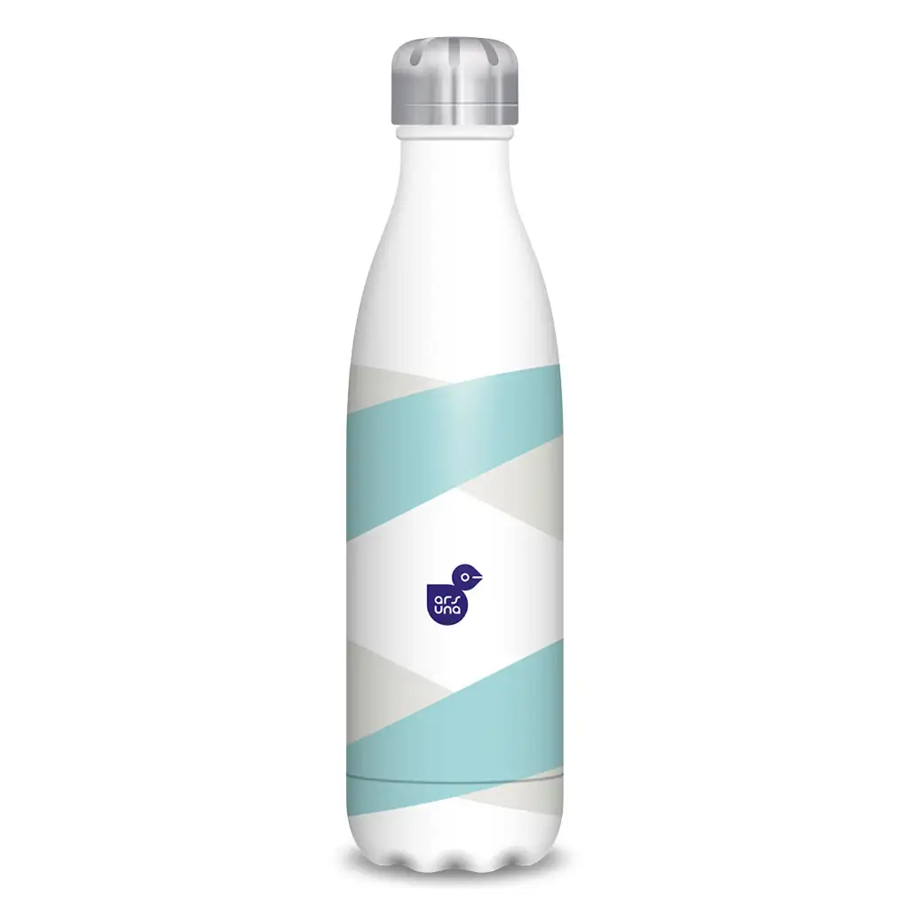 Ars Una: Gestreifte doppelwandige Metalltrinkflasche 500 ml