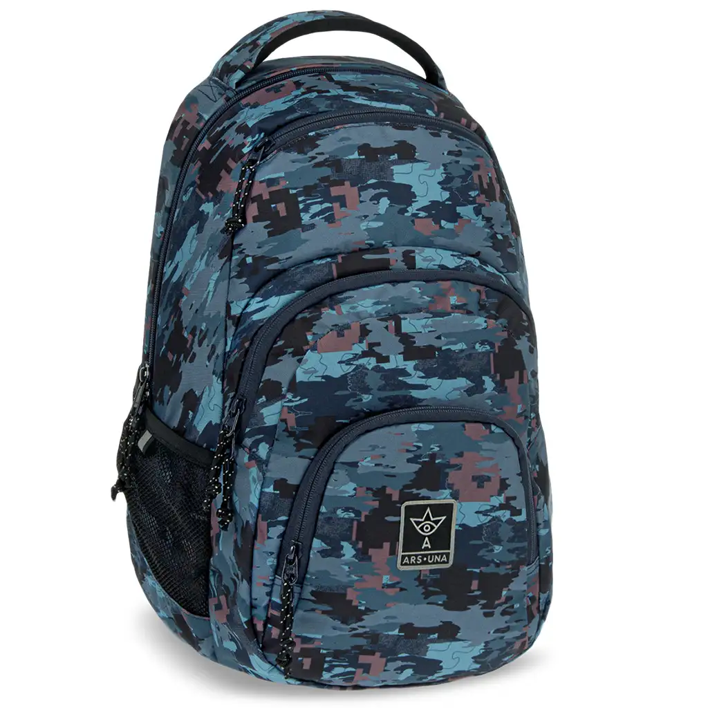 Ars Una: Hyde blaues Tarnmuster AU-2 Schultasche, Rucksack 32x46x22cm