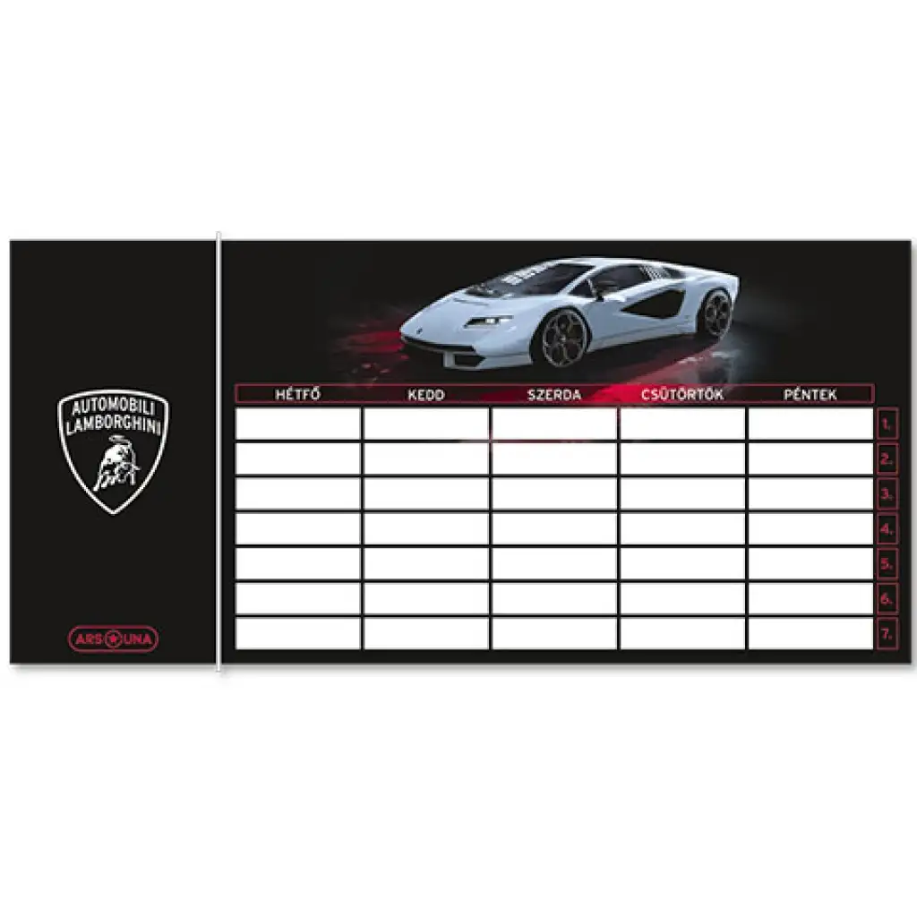 Ars Una: Lamborghini einseitiger, beidseitiger Stundenplan in schwarzer Farbe