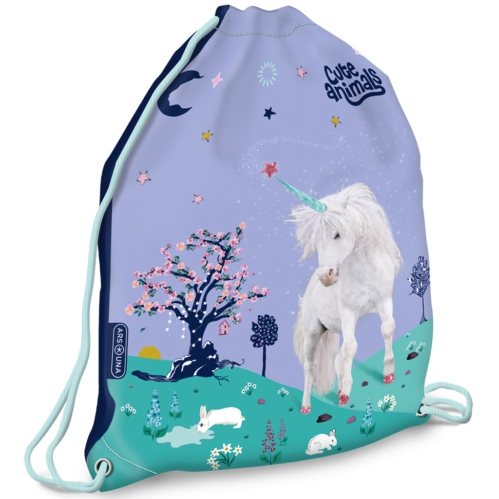 Ars Una: Niedliche Tiere Einhorn Turnbeutel, Sportbeutel 32x42cm