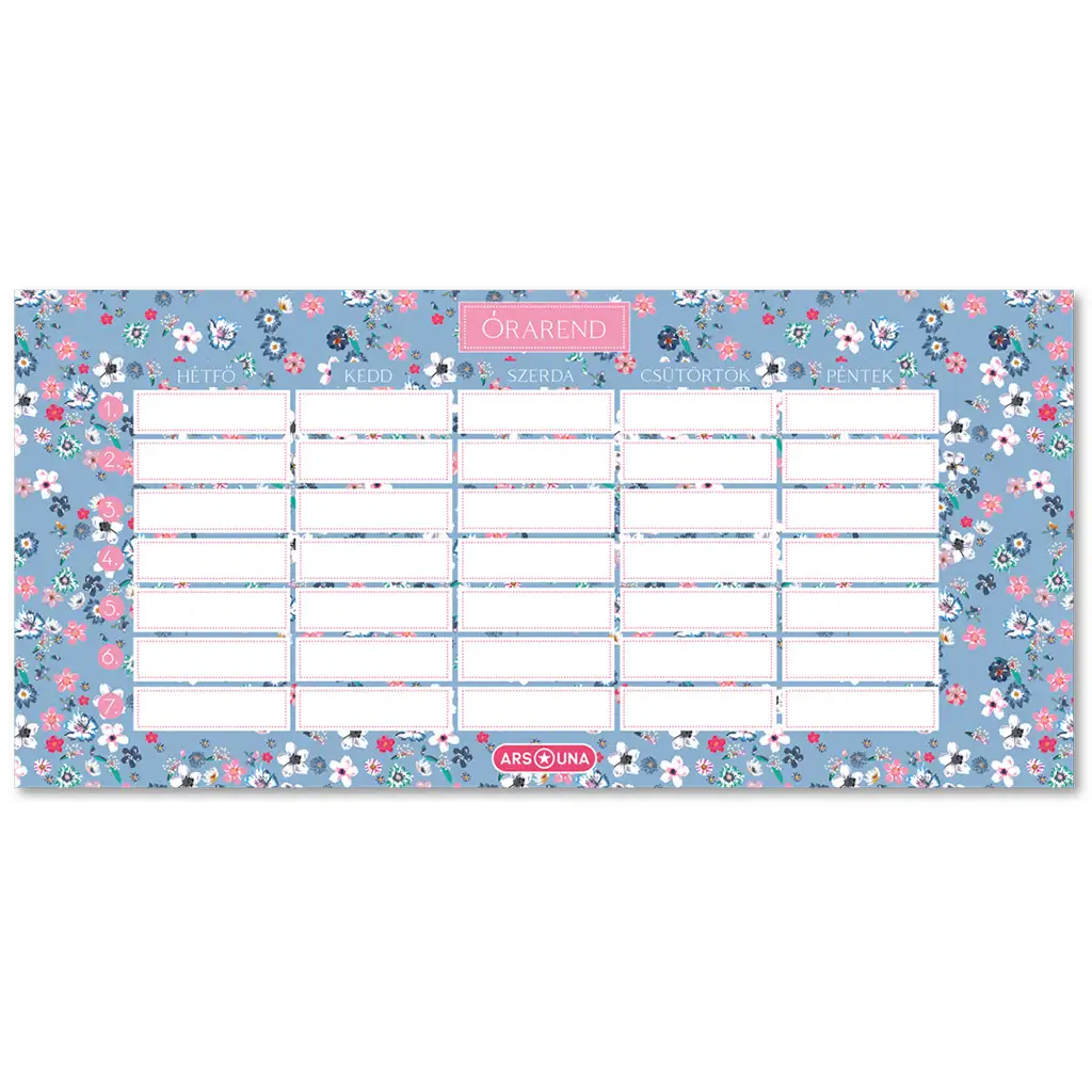 Ars Una: Pearl Blossom Blue blumiges beidseitiges Stundenplan