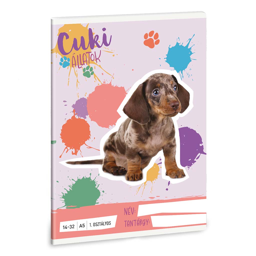 Ars Una: Süße Tiere – Harlekin-Dackel A/5 liniertes Heft für die 1. Klasse 14-32