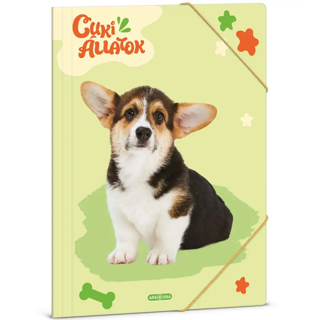 Ars Una: Süße Tiere – Welsh Corgi A4 Sammelmappe mit Gummiband