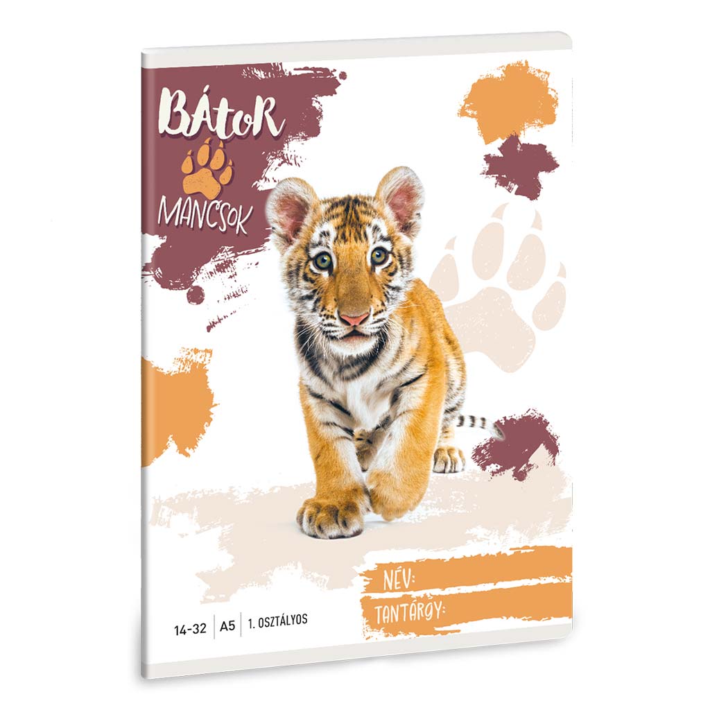 Ars Una: Tapfere Pfoten – Tiger A/5 liniertes Heft für die 1. Klasse 14-32