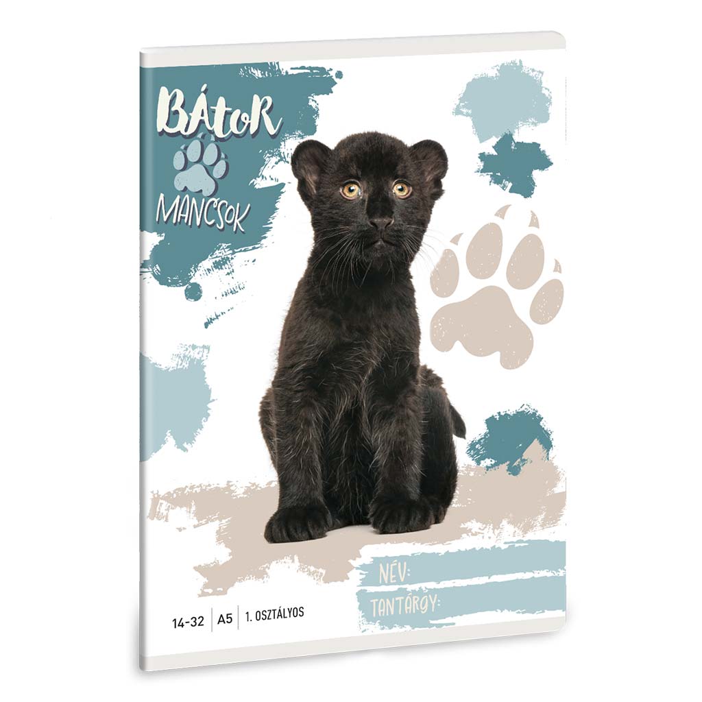 Ars Una: Tapfere Pfoten - Schwarzer Panther A/5 liniertes Heft für die 1. Klasse 14-32