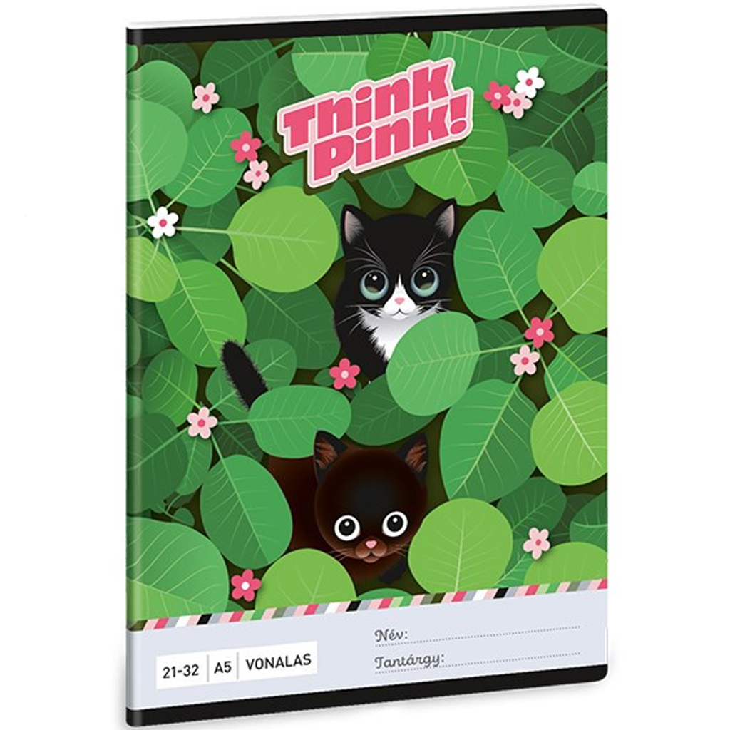 Ars Una: Think Pink Katzen liniertes Heft A/5 21-32